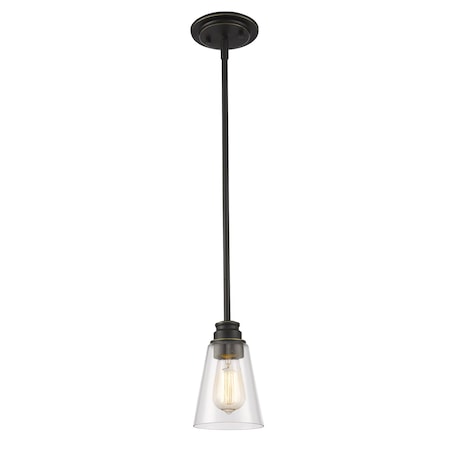 Z-Lite Annora 1 Light Mini Pendant, Olde Bronze & Clear 428MP-OB